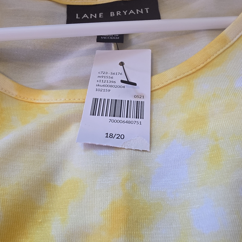 Lane Bryant Yellow and White Tye Dye Dresd Wit Rouch Bottom
